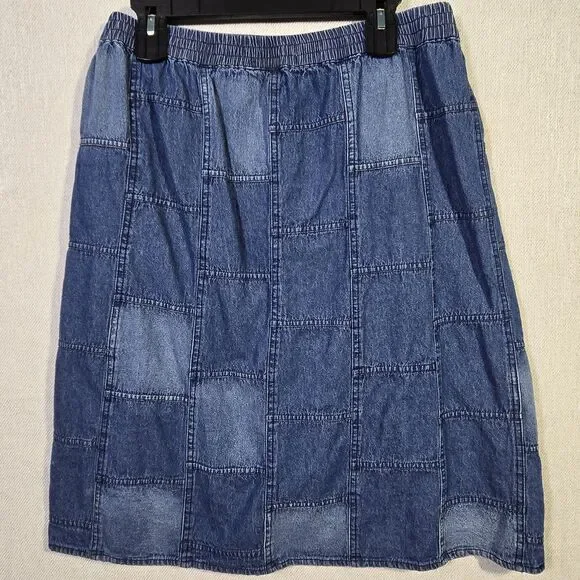 Studio West Denim Skirt Y2k 70s Large Blue Jean Cotton 34 waist - Picture 2 of 9
